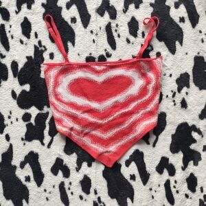 Heart Patterned Red Tank Top